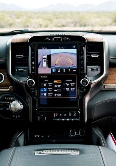 A optional and monstrous 12-inch touch display anchors the 2019 Ram interior