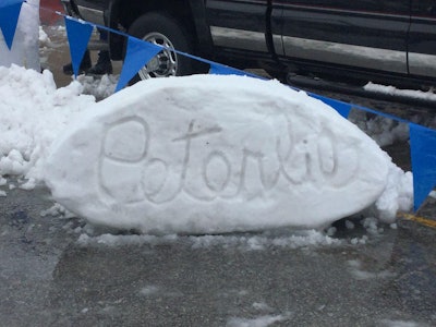 Lisa Matin's Peterbilt logo snow sculpture at the PKY Truck Beauty Contest at MATS