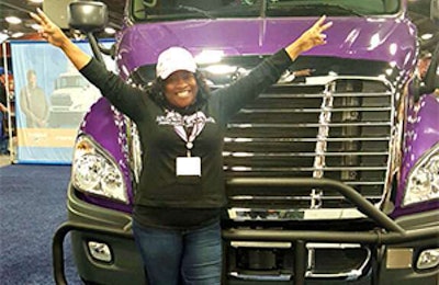 Woman truck driver takes home Prime truck and accessories