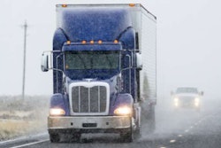 blue truck in winter