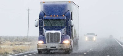 blue truck in winter