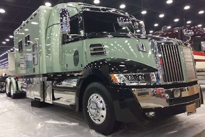 This Western Star 5700 XE, on the MATS show floor, features an ARI Legacy Sleeper.
