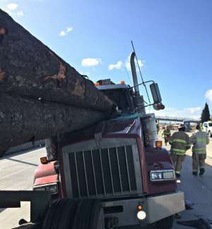 Police continue to investigate this two-truck accident in Tacoma, Washington. (Tacoma Fire Dept. photo)