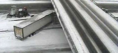 Truck accident on New York State Thruway Friday. (NYS Thruway traffic cam)