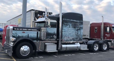 Robert Errthum's 'Miles of Memories' truck was in the truck parking lot during MATS. The 2013 Peterbilt 389 is a tribute to cancer victims.