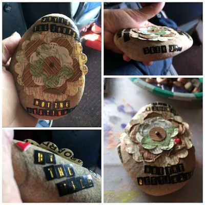 Melanie Walker creates elaborate designs on rocks using stickers and paint. (Image Courtesy of Melanie Walker)