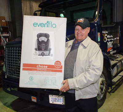 YRC Freight honored Elrod’s accomplishment by donating 50 children’s car seats to the Tennessee Highway Patrol. (Image Courtesy of YRC Freight)