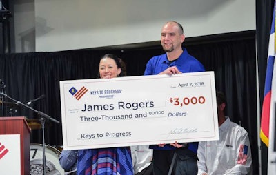 Rogers received $3,000 along with the truck. (Image Courtesy of Progressive Commercial/Allison+Partners)
