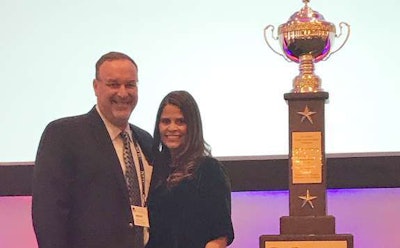 Brent Bergevin, vice president of transportation for Gemini, accepts safety award from the National Tank Truck Carriers, Inc.