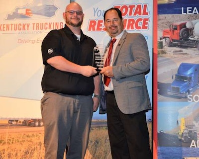 UPS Freight driver Donald Gaston, left, won first place in the flatbed class. (Image Courtesy of Kentucky Trucking Association)