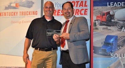 UPS driver Brent Shull, left, won first place in the sleeper birth class and was named the grand champion. (Image Courtesy of Kentucky Trucking Association)