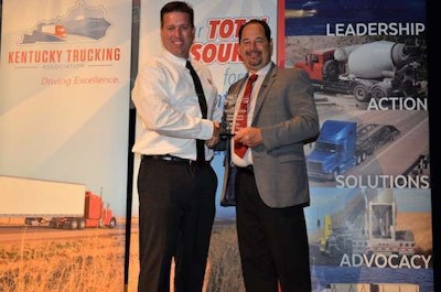 Old Dominion Freight Line driver Ryan Keller, left, was named Rookie of the Year. (Image Courtesy of Kentucky Trucking Association)