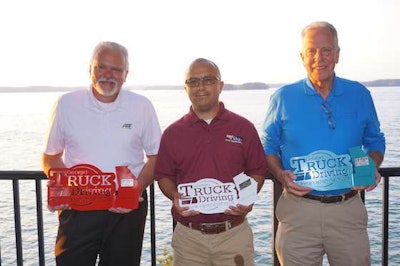 Tim McElwaney, left, won first place in the 5-Axle class and was named Grand Champion. Antonio Mendez, center, won second place in the 5-Axle class while Bob DeCamp, right, won third. (Image Courtesy of Bruce Bugg of ABF Freight)
