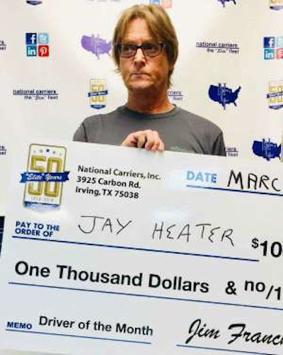 National Carriers’ driver of the month for March Jay Heater