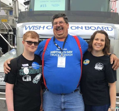 Leonard Heiser (center) with Dominick Barnhart and Katelyn Dundore at Sunday’s Make-A-Wish convoy