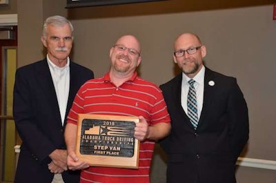FedEx Freight's Robert Moore, center, won first place in the Step Van class. (Image Courtesy of Alabama Trucking Association/Facebook)