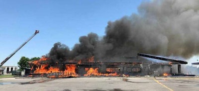 The Flying J in Matthews, Missouri burned on Jun 3. (Photo: Portageville Fire and Rescue Facebook page)