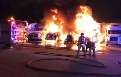Early morning fire destroys five trucks (Guelph Police photo)