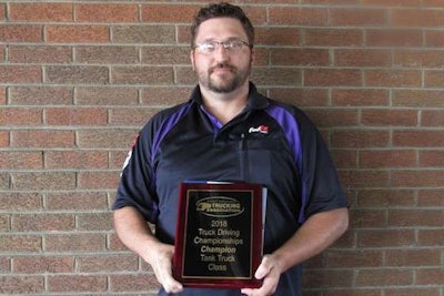 FedEx driver Jeremy Thomas was named the 2018 grand champion in his second year of competing at the West Virginia Truck Driving Championship. (Image Courtesy of West Virginia Trucking Association)