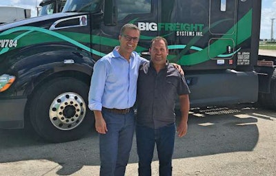 Gary Coleman, president of Big Freight, and Jim Clunie, president of Kelsey Trail Trucking. (Daseke photo)