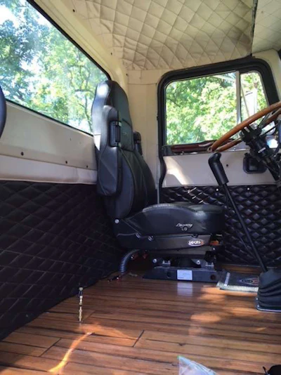 This Peterbilt originally had warped panels and lacked a headliner when Wolder-Nixon started working on it. (Image Courtesy of Carol Wolder-Nixon)