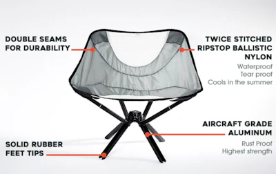 The Go Chair collapses to the size of a water bottle.