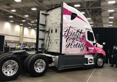 Ward’s truck received this breast cancer awareness truck wrap. The wrap was a complete surprise to Ward, who wasn’t sure what to expect when her company said they needed her truck.