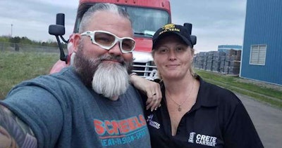 Shafer, right, and Robert Justice, one of the truck drivers who will appear on the show Shafer is producing. (Image Courtesy of Kathereen Abbiegayle Shafer)