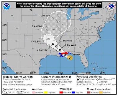Tropical Storm Gordon is forecast to make landfall as a hurricane this afternoon.