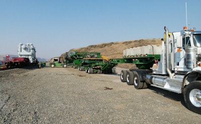 Omega Morgan prepares to move a windmill transformer (Washington State DOT photos)