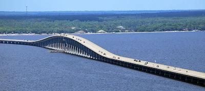 Mid-Bay Bridge is a toll bridge that runs across Choctawhatchee Bay in Okaloosa County, Florida. (Image Courtesy of Mid-Bay Bridge Authority)