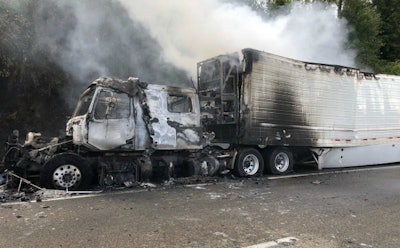 Truck destroyed by fire in North Carolina recently (Statesville Fire Department photo)