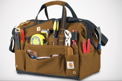 Help your trucker keep all of their various tools and gadgets organized with one of Carhartt's Legacy tool bags, available in four sizes. The bags are treated with Rain Defender water repellent, sewn together with triple needle-stitch construction for durability, and are loaded with pockets. The Legacy Tool Bags come in three sizes: 14 inches ($49.99), 16 inches ($69.99) and 18 inches ($99.99).