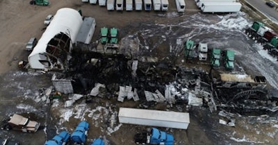 Fire did some $1.5 million in damage to Quade Trucking Monday. (Facebook photo by WCCO)