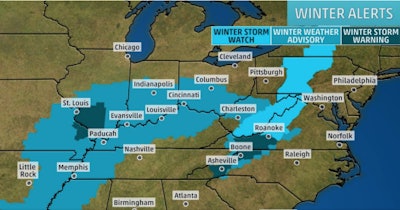 Area that could feel the impact of Winter Storm Avery (National Weather Service)