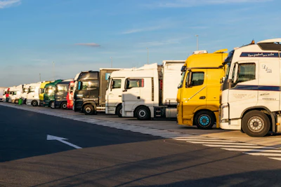 Trucks parked in Belgium