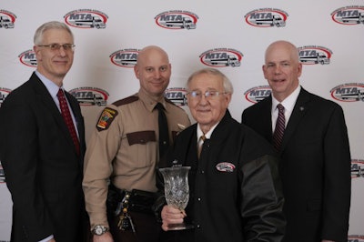 (Left to Right) John Hausladen, MTA President, Captain Jon Olsen, Minnesota State Patrol, Art Stoen, Kane Transport, and Matt Marrin, FMCSA (MTA photo)