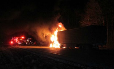 Fire destroyed 32,000 pounds of cheese and the tractor-trailer carrying it Jan.9 (Photo: Ozaukee County Sheriff’s Office)