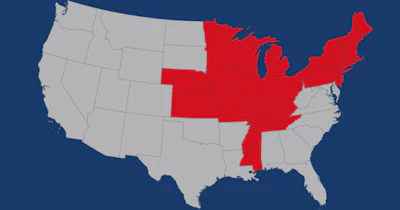 FMCSA map shows states with emergency declarations in place.