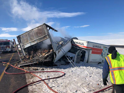 One person was injured in this accident on Interstate 80. (Wyoming State Patrol photos)