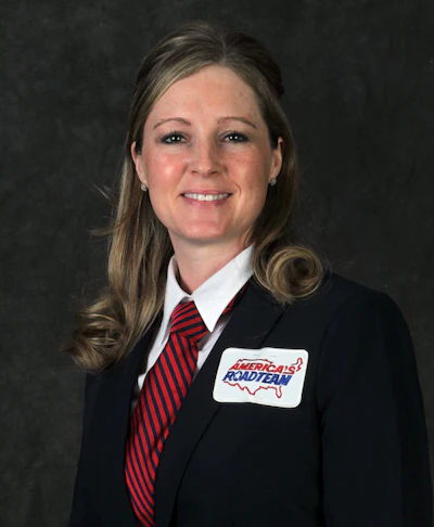 Tina Peterson drives for Ravenwood Transport signed onto FedEx Ground.