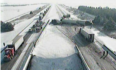 Crash scene on I-80 in Nebraska (Nebraska DOT photo)