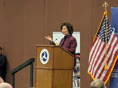 DOT Secretary Elaine Chao addressed a crowd at MATS about potential hours of service changes.