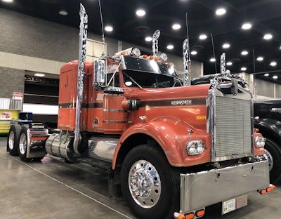 Tyler Goullon, from Lawrenceburg, Kentucky, owns this 1974 Kenworth W923A. It has a 1693 CAT with a 13-speed transmission.