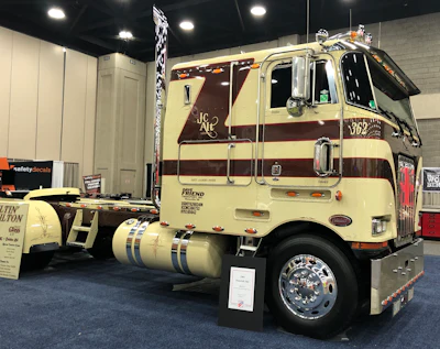 Jason and Debbie Alt's 1985 Peterbilt 362 has a 400 CAT with a 13-speed transmission and Eaton rears. The Alts are from Lafayette, Indiana.