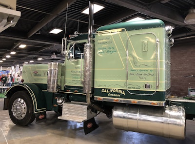 This green antique Peterbilt is owned and operated by Pete and Diane Northrop.