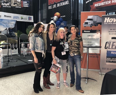 Gretchen Wilson stands for a picture with MATS attendee Judy Grant during a meet-and-greet event at the Red Eye Radio booth. Left to right: Jessie G, Bridgette Tatum, Judy Grant, and Gretchen Wilson. Grant is from LaFollette, Tennessee.