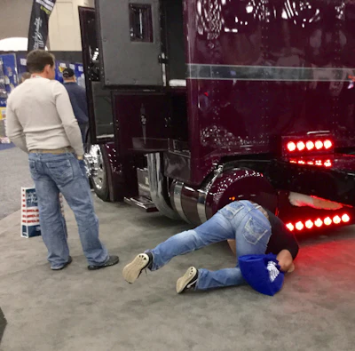 One MATS attendee gets a close look at 'Bad Attitude,' a 1972 358A Needlenose Peterbilt