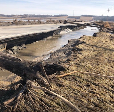 One of many highways in Nebraska damaged by flooding. (Nebraska State Patrol photo)