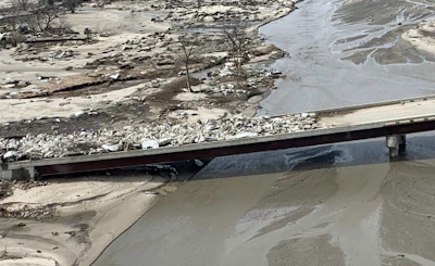 Bridge destroyed on Highway 281 in Nebraska